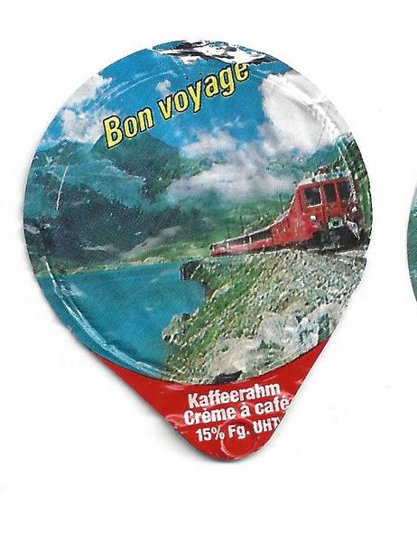KAFFEERAHMDECKEL aus Österreich: Bergbahn in Lago Bianco, (Kaffeesahnedeckel)